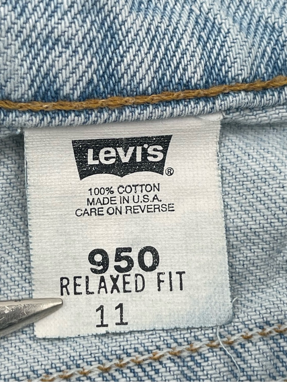 VTG 90s Levis Women’s 950 Sz 11 Relaxed Orange Tab Blue Jean Shorts Jorts USA - Picture 4 of 8